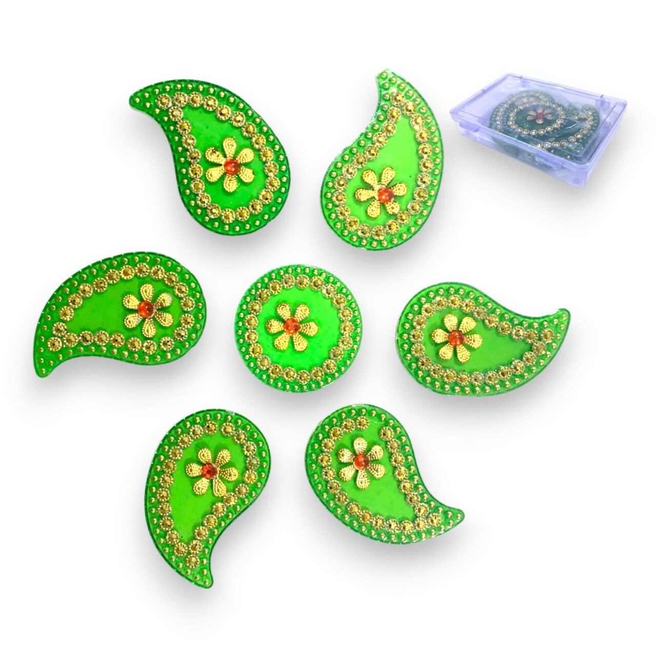 Diya Floor Rangoli Indian Traditional Handmade Reusable Acrylic Diya Rangoli Diwali Navratri Home Temple Decor Deepawali Wedding Housewarming Gift Floor Table Decoration (6.5 Inches)